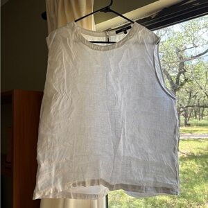 Quince White 100% European Linen Tank